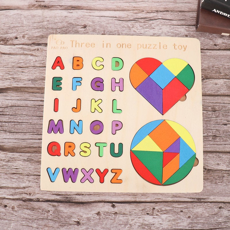 Wooden Kidsren'S Number Letter Matching Puzzle Baby Educational Early Education Wisdom Brain Logical Thinking Puzzle Toy - Image 1